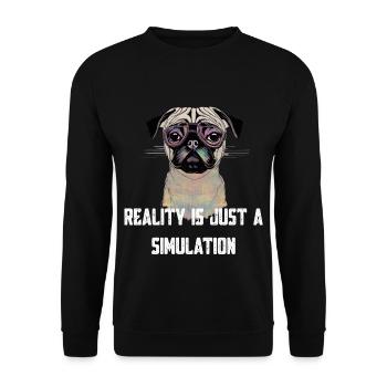Mops Glitch - Unisex Pullover - Schwarz - Vorne - Alina (178cm) & Michal (187cm)