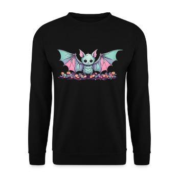 Pastel Gothic Bat Kawaii Halloween Design - Unisex Sweatshirt - black - Front - Alina (178cm) & Michal (187cm)
