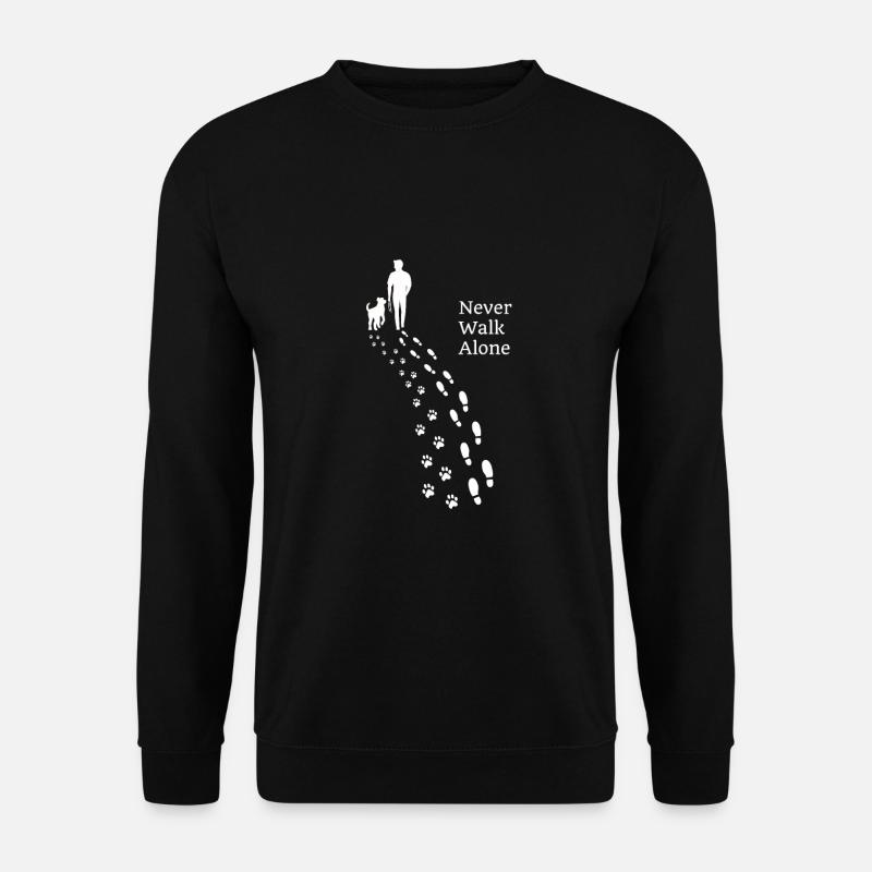 Hundepfote Never Walk Alone Hund Besitzer Geschenk - Unisex Pullover - Schwarz