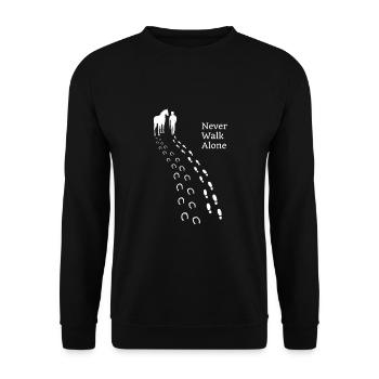 Paroles de chevaux Fers à cheval Ne jamais marcher seul - Sweat-shirt Unisexe - noir - Devant - Alina (178cm) & Michal (187cm)