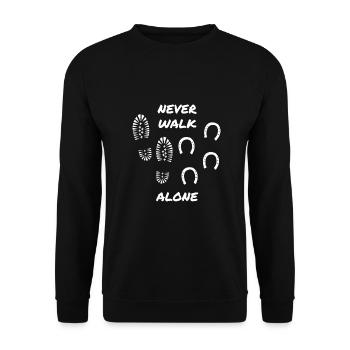 Pferdesprüche Hufeisen Pony Reiten Reiter Pferd - Unisex Pullover - Schwarz - Vorne - Alina (178cm) & Michal (187cm)