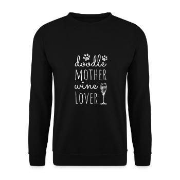 Doodle Labradoodle Hunde Mama Mum Wein Liebhaberin - Unisex Pullover - Schwarz - Vorne - Alina (178cm) & Michal (187cm)