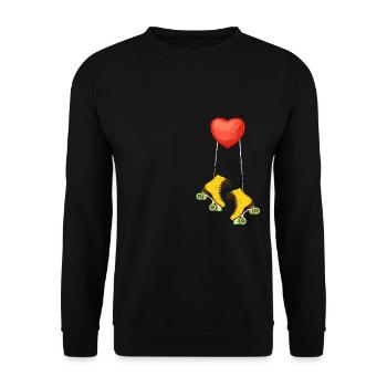 Ein Herz für Rollschuhfahren Skater Rollschuhe - Unisex Pullover - Schwarz - Vorne - Alina (178cm) & Michal (187cm)