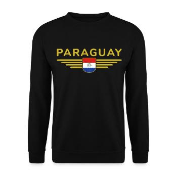 Paraguay Fan T-Shirt - Unisex Pullover - Schwarz - Vorne - Alina (178cm) & Michal (187cm)