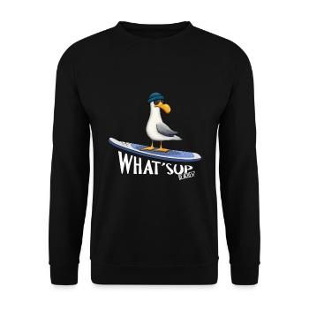 WHAT SUP Beaches Mer du Nord Mer Baltique Surfer Mouette - Sweat-shirt Unisexe - noir - Devant - Alina (178cm) & Michal (187cm)