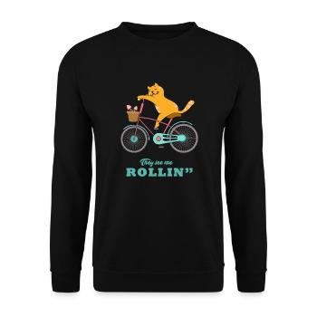 Funny cat - Unisex Sweatshirt - black - Front - Alina (178cm) & Michal (187cm)