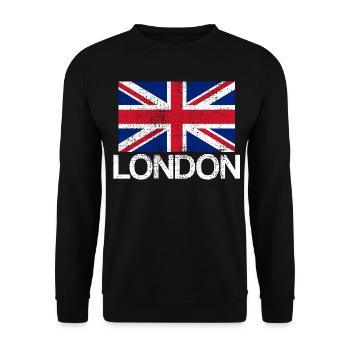 Klassisches Vintage London Design - Unisex Pullover - Schwarz - Vorne - Alina (178cm) & Michal (187cm)