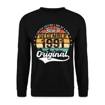 Original Dezember 1991 Jahrgang Geburtstag 1991 - Unisex Pullover - Schwarz - Vorne - Alina (178cm) & Michal (187cm)