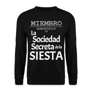 EHRENMITGLIED des Geheimbundes der Siesta - Unisex Pullover - Schwarz - Vorne - Alina (178cm) & Michal (187cm)