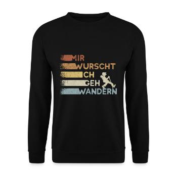 Retro Mir wurscht ich geh wandern cooler Wanderer - Unisex Pullover - Schwarz - Vorne - Alina (178cm) & Michal (187cm)