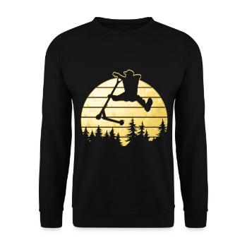 Cooles Stunt Scooter Design Im Gold Look - Unisex Pullover - Schwarz - Vorne - Alina (178cm) & Michal (187cm)