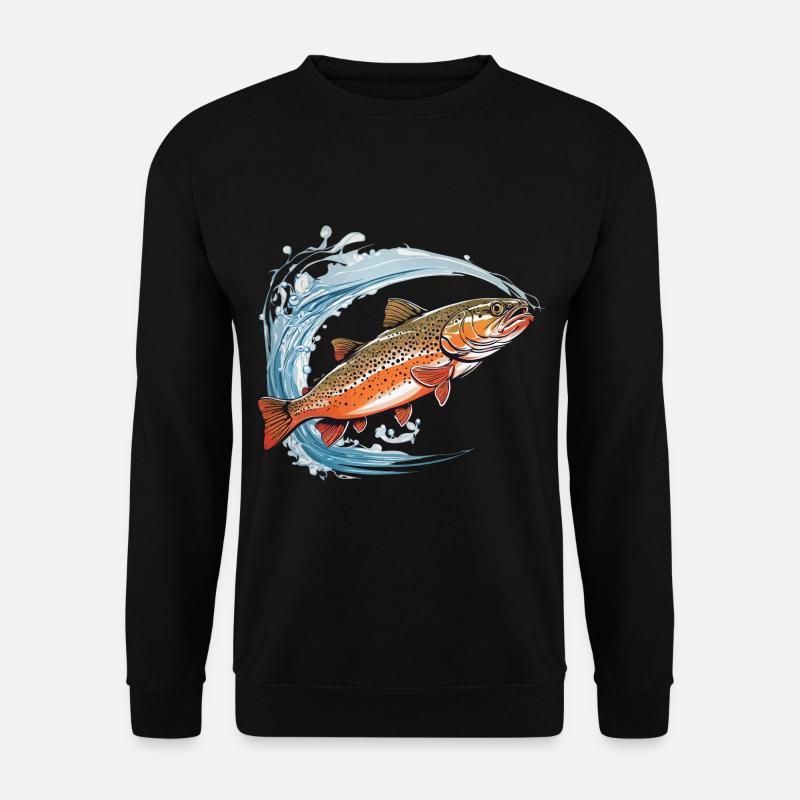 Leidenschaftliche Forellen Angler Fisch Design - Unisex Pullover - Schwarz