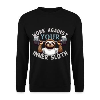 Sloth Fitness Motivation Funny Saying Design - Unisex Sweatshirt - black - Front - Alina (178cm) & Michal (187cm)
