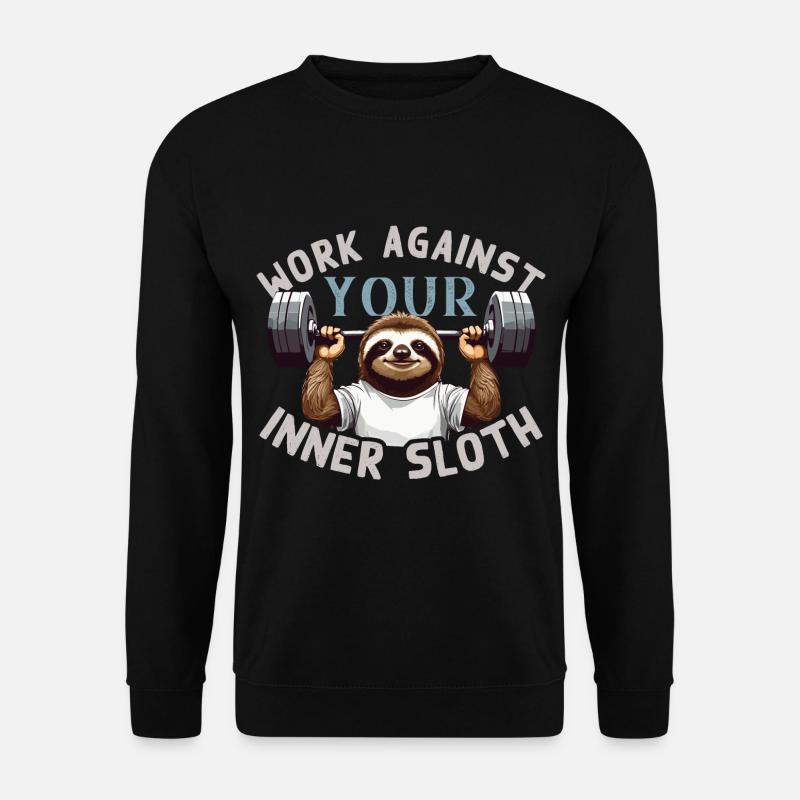 Faultier Fitness Motivation Lustiges Spruch Design - Unisex Pullover - Schwarz