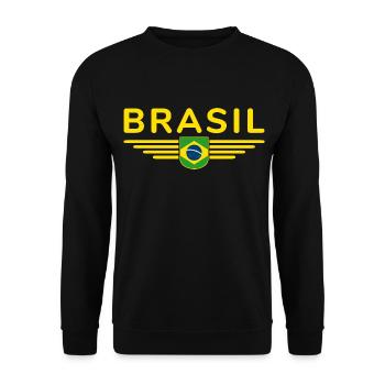 Ich liebe Brasilien Outfit T-Shirt Design Geschenk - Unisex Pullover - Schwarz - Vorne - Alina (178cm) & Michal (187cm)