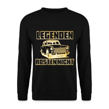 Trabi Trabbi  Pappe DDR Fahrzeug Sprüche - Unisex Pullover - Schwarz - Vorne - Alina (178cm) & Michal (187cm)