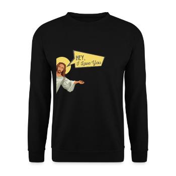 Jésus t’aime le sort drôle de cadeau - Sweat-shirt Unisexe - noir - Devant - Alina (178cm) & Michal (187cm)