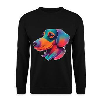 Colorful Dachshund Dogs Artwork - Unisex Sweatshirt - black - Front - Alina (178cm) & Michal (187cm)