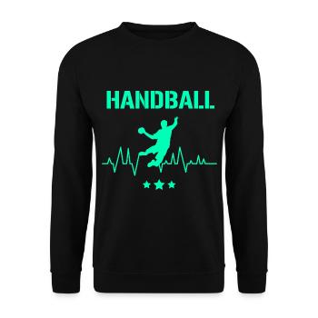 Handball EKG Herzschlag Puls Sprungwurf - Unisex Pullover - Schwarz - Vorne - Alina (178cm) & Michal (187cm)