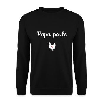 PAPA POULE idée cadeau accessoires et t shirt - Sweat-shirt Unisexe - noir - Devant - Alina (178cm) & Michal (187cm)