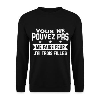 Drôle Papa J'Ai Trois Filles Meilleur Papa Cadeau - Sweat-shirt Unisexe - noir - Devant - Alina (178cm) & Michal (187cm)