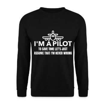 Geschenkideen für Piloten Flugzeug Berufe Geschenk - Unisex Pullover - Schwarz - Vorne - Alina (178cm) & Michal (187cm)