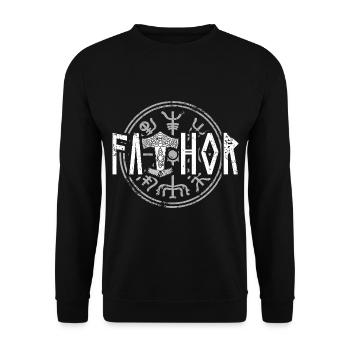 Fathor Papa Viking Father Warrior Thor Saying - Unisex Sweatshirt - black - Front - Alina (178cm) & Michal (187cm)