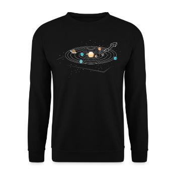 Turntable Vinyl Retro 70's 80's Planet - Unisex Sweatshirt - black - Front - Alina (178cm) & Michal (187cm)