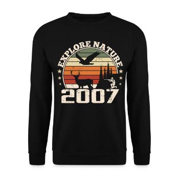 Cadeau Anniversaire 2007 Classique Chasseur 2007 - Sweat-shirt Unisexe - noir - Devant - Alina (178cm) & Michal (187cm)