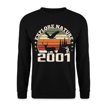 Cadeau Anniversaire 2001 Classique Chasseur 2001 - Sweat-shirt Unisexe - noir - Devant - Alina (178cm) & Michal (187cm)