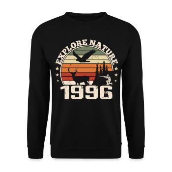 Cadeau Anniversaire 1996 Classique Chasseur 1996 - Sweat-shirt Unisexe - noir - Devant - Alina (178cm) & Michal (187cm)