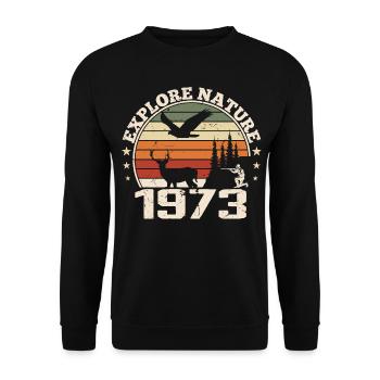 1973 Classic Hunter Anniversary Gift 1973 - Unisex Sweatshirt - black - Front - Alina (178cm) & Michal (187cm)