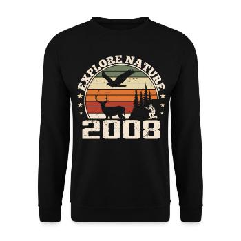 Cadeau Anniversaire 2008 Classique Chasseur 2008 - Sweat-shirt Unisexe - noir - Devant - Alina (178cm) & Michal (187cm)