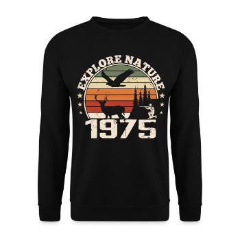Cadeau Anniversaire 1975 Classique Chasseur 1975 - Sweat-shirt Unisexe - noir - Devant - Alina (178cm) & Michal (187cm)