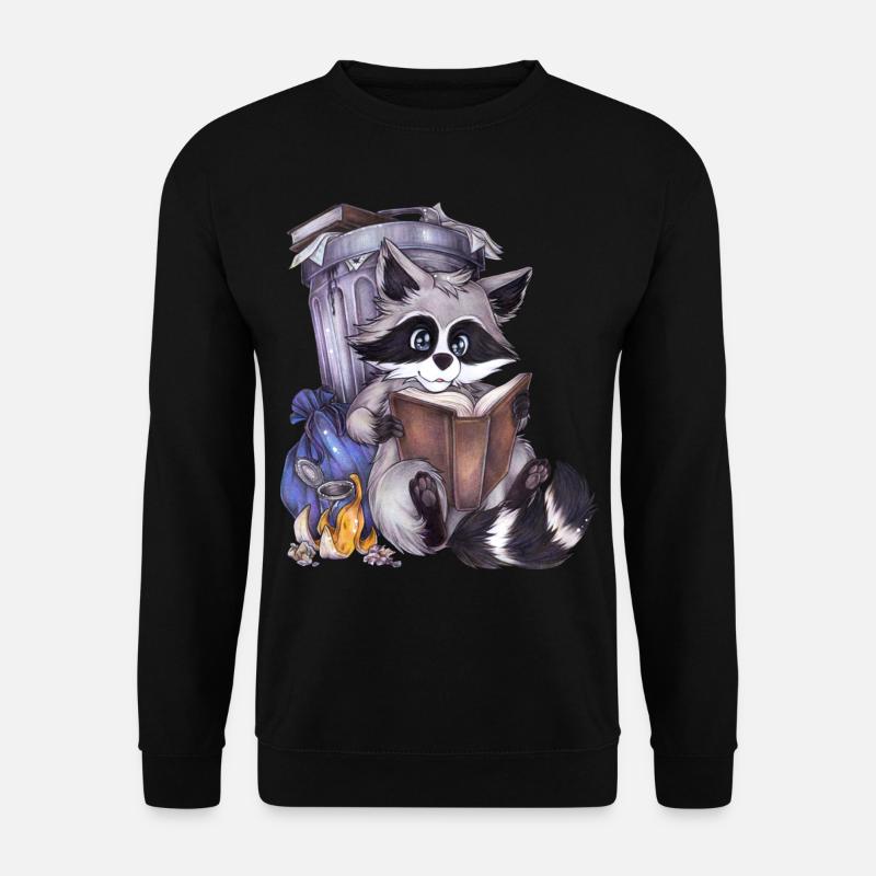 Niedlich Lesen Waschbär mit Buch zum Geburtstag - Unisex Pullover - Schwarz