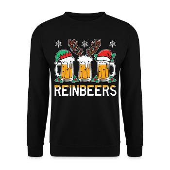 Funny Reinbeers Santa Claus Beers Deer Beer Deer - Unisex Sweatshirt - black - Front - Alina (178cm) & Michal (187cm)