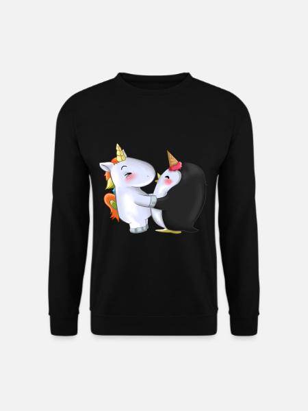 Cadeau de câlin de corne de glace de pingouin licorne mignon - Sweat-shirt Unisexe - noir