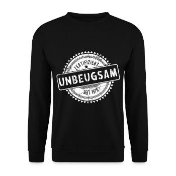 Zertifiziert Unbeugsam Seit 1970 Slogan Stolz - Unisex Pullover - Schwarz - Vorne - Alina (178cm) & Michal (187cm)