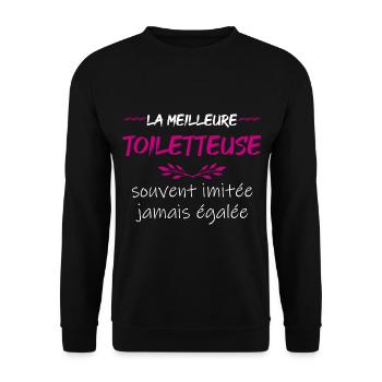 Cadeau pour toiletteuse | la meilleure - Sweat-shirt Unisexe - noir - Devant - Alina (178cm) & Michal (187cm)