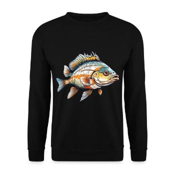Fish Design Hobby Fishing Fishing Fish Lovers - Unisex Sweatshirt - black - Front - Alina (178cm) & Michal (187cm)