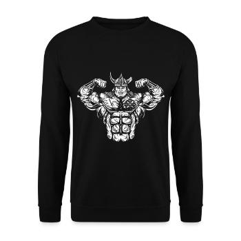Muscle Viking Warrior Fitness Workout Design - Unisex Sweatshirt - black - Front - Alina (178cm) & Michal (187cm)