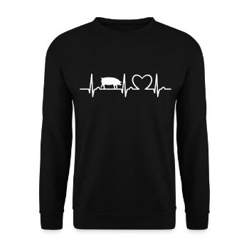 ECG Curve - Heart Curve - Pulse - Pig - Natural - Unisex Sweatshirt - black - Front - Alina (178cm) & Michal (187cm)
