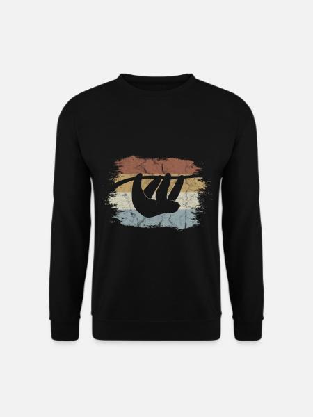 Retro vintage Style Faultier Chillen Geschenk - Unisex Pullover - Schwarz