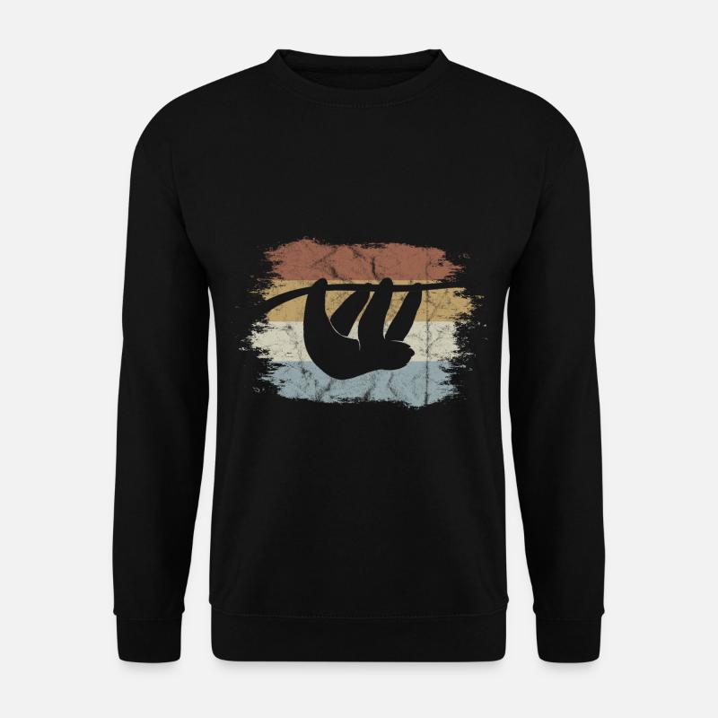 Retro vintage Style Faultier Chillen Geschenk - Unisex Pullover - Schwarz