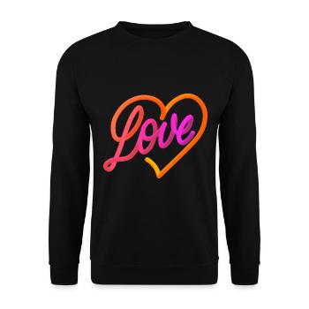 Love LOVE love Herz Design - Unisex Pullover - Schwarz - Vorne - Alina (178cm) & Michal (187cm)