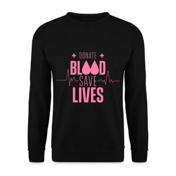 Spende Blut Rette Leben Blutspende Blutspender - Unisex Pullover - Schwarz - Vorne - Alina (178cm) & Michal (187cm)