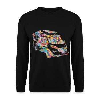 Camping-car fleuri romantique - Sweat-shirt Unisexe - noir - Devant - Alina (178cm) & Michal (187cm)