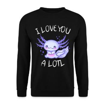 I love you a lotl Axolotl in love - Unisex Sweatshirt - black - Front - Alina (178cm) & Michal (187cm)