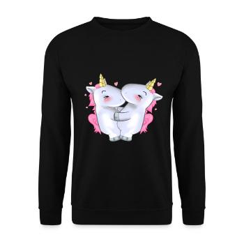 2 jolies licornes roses câlin cadeau d'amitié câlin - Sweat-shirt Unisexe - noir - Devant - Alina (178cm) & Michal (187cm)