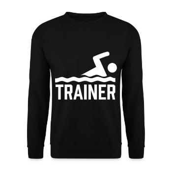 Schwimmtrainer Schwimmen Schwimmkurs Schwimmlehrer - Unisex Pullover - Schwarz - Vorne - Alina (178cm) & Michal (187cm)